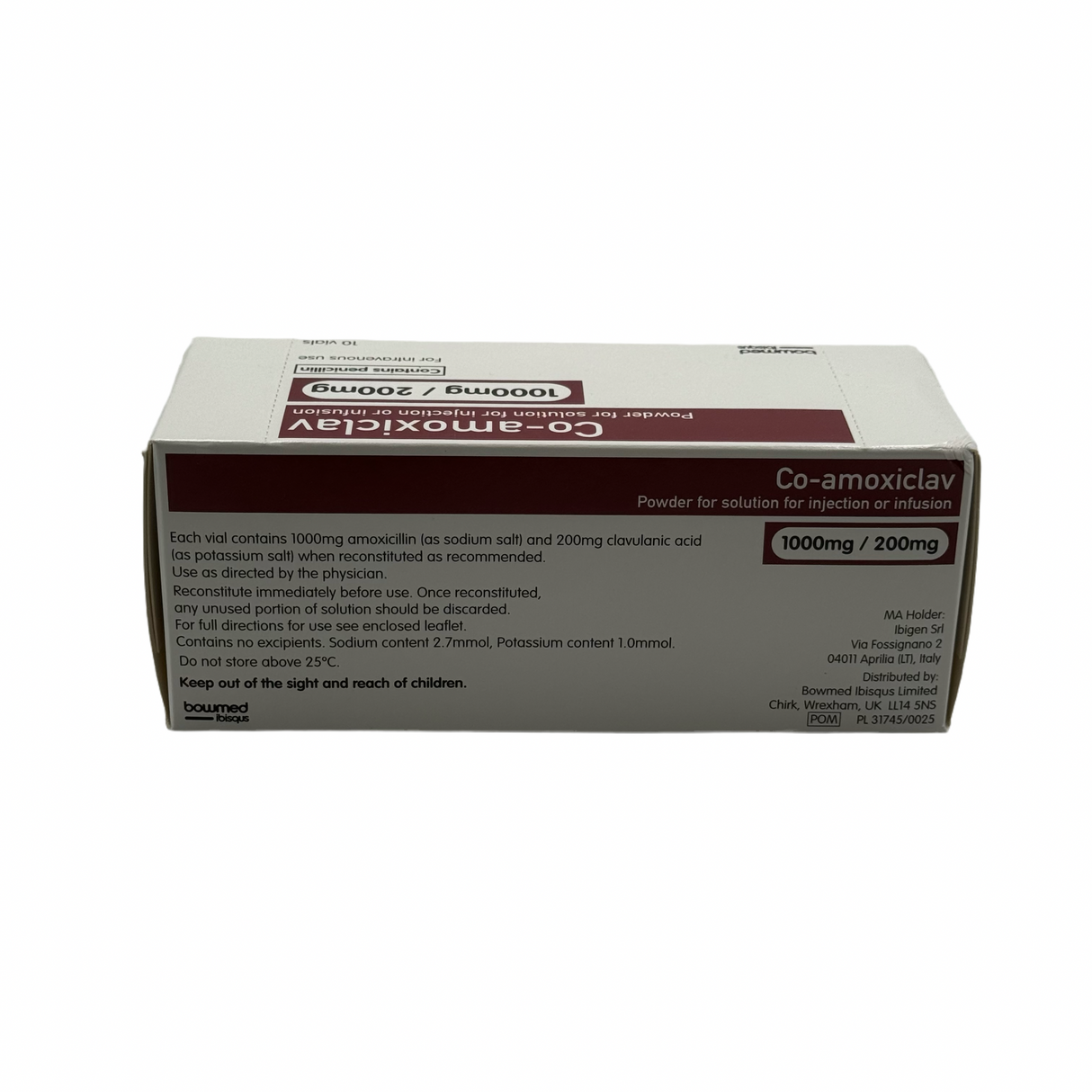 CO-AMOXICLAV PWDR INJ 1000MG/200MG (10)