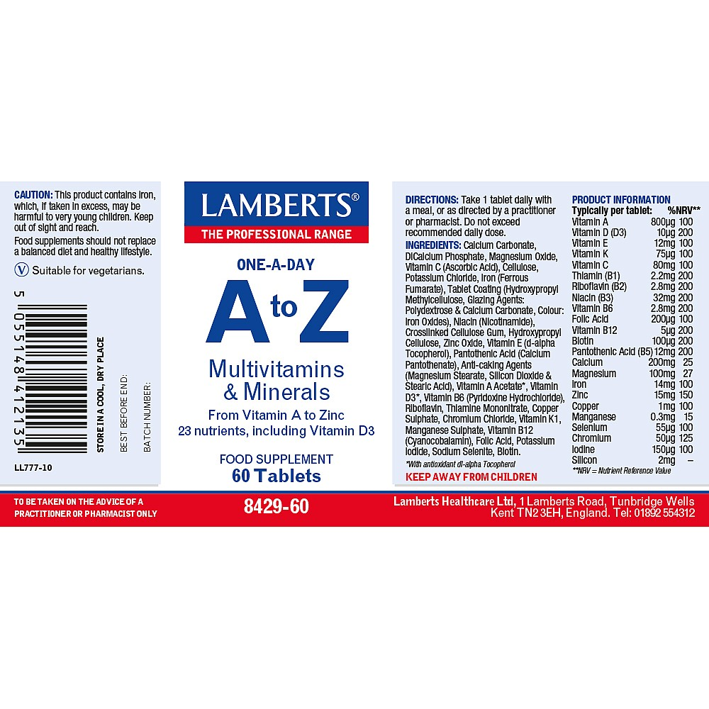 Lamberts A-Z Multi Vitamin & Minerals - 60 Tablets