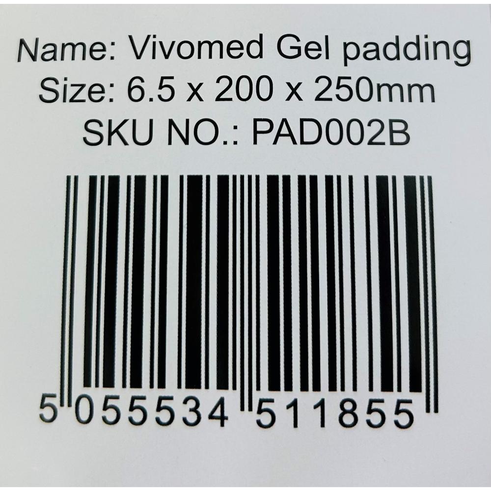 Vivomed Gel padding to protect injuries - 6.5mm thick (6.5 x 200 x 250mm)