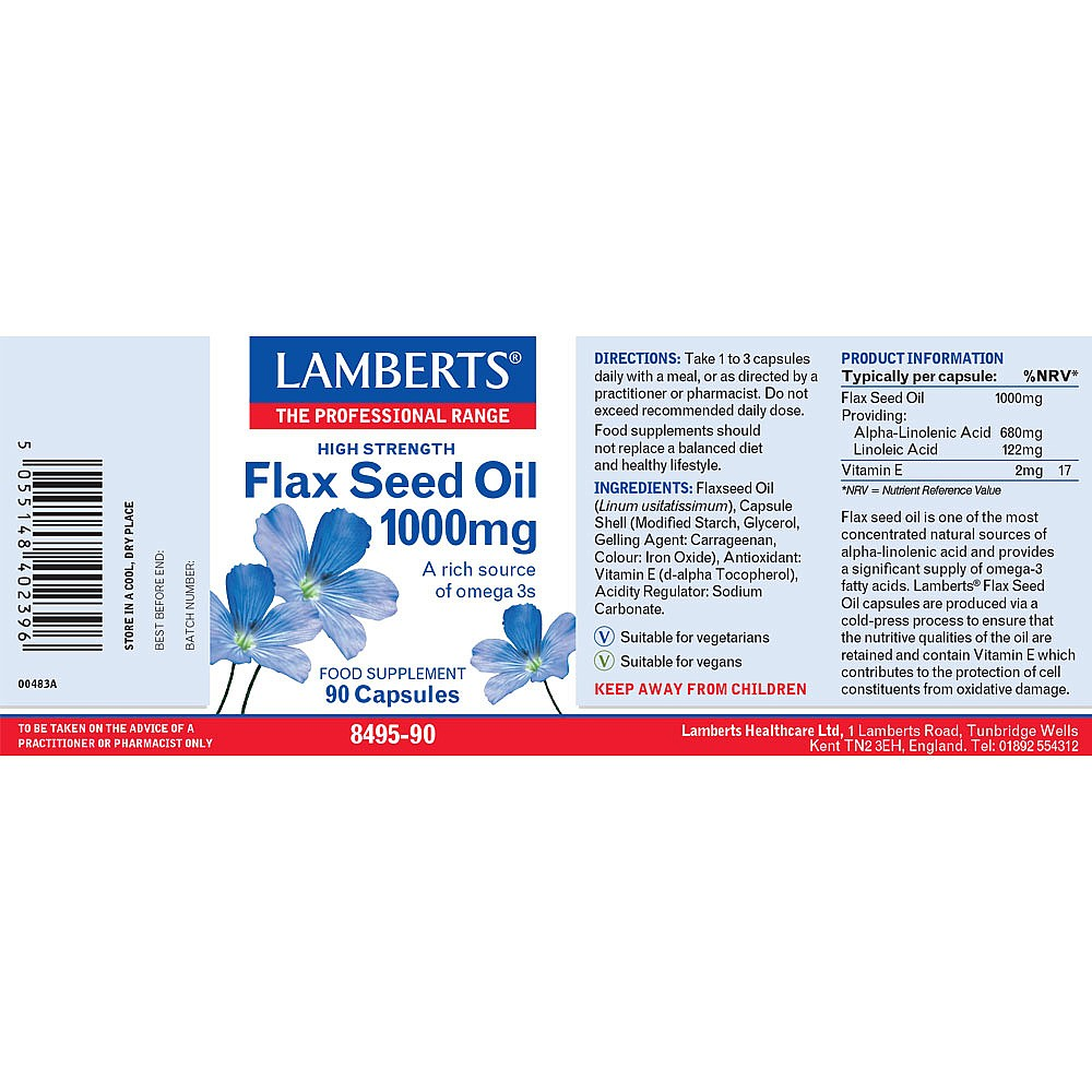 Lamberts Flax Seed Oil 1000mg - 90 capsules