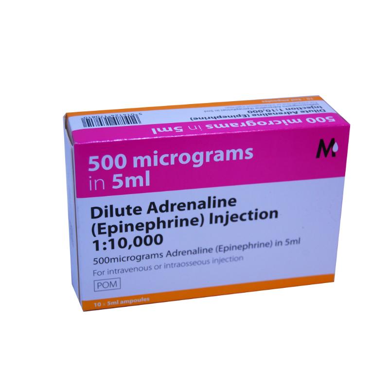 ADRENALINE INJ 1-10000 (100MCG/ML) 5ML (10)