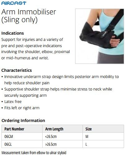 Aircast Arm Immobiliser - with or without pillow
