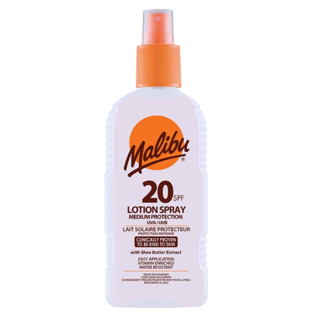 Malibu SPF20 Sunscreen / Suntan Lotion Spray – 200ml
