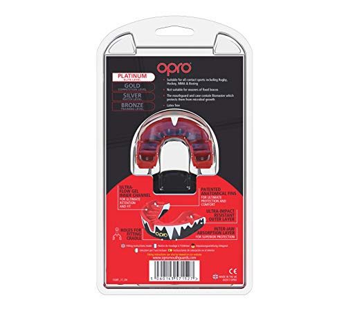 Opro Opro Platinum Sports Mouthguard, Black, White, Red