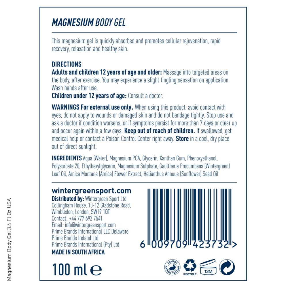 Wintergreen Magnesium Body Gel