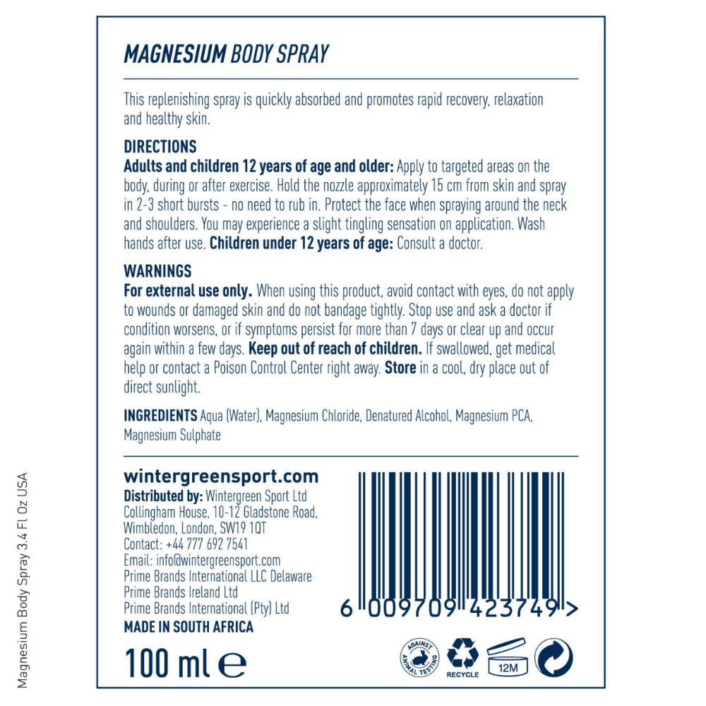 Wintergreen Magnesium Body Spray