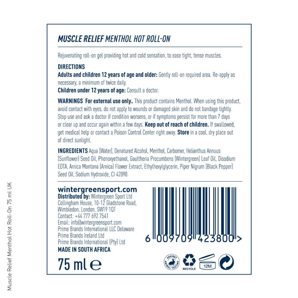 Wintergreen Muscle Relief Menthol Hot Gel