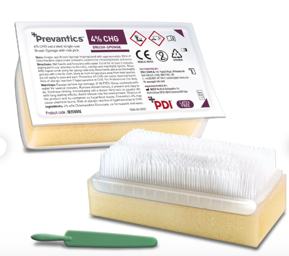 PDI 4% chlorahexadine brush with sponge with nail pick (25)