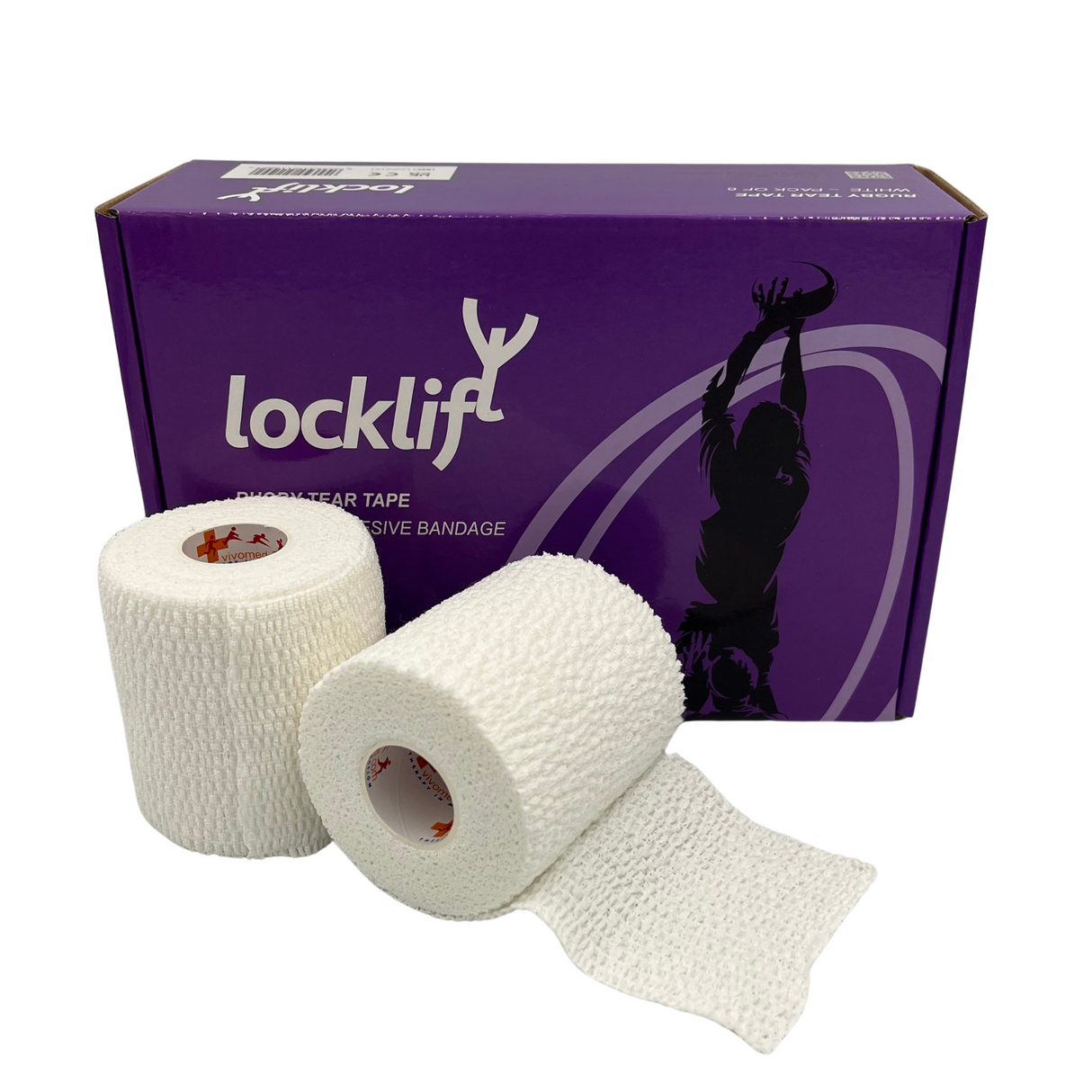 locklift tear tape - rugby thigh line out lifting sport tape 7.5cms x 6.9m box of 6 rolls