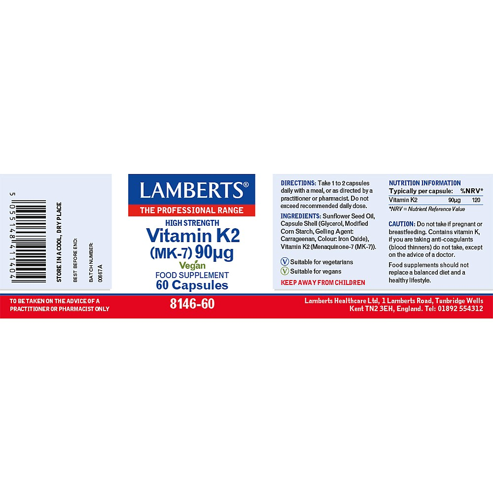 Lamberts Vitamin K2 90µg - 60 Capsules