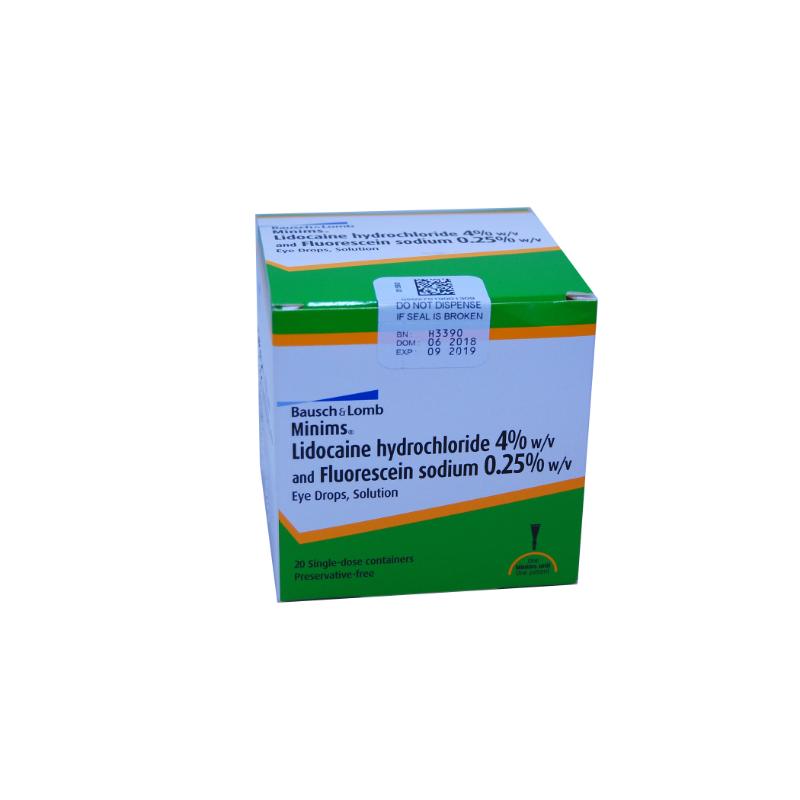 MINIMS LIDOCAINE HYD 4% + FLUO SOD 0.25% (20)