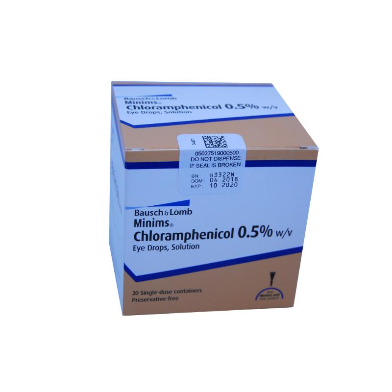 MINIMS CHLORAMPHENICOL 0.5% BP PRES FREE (20)