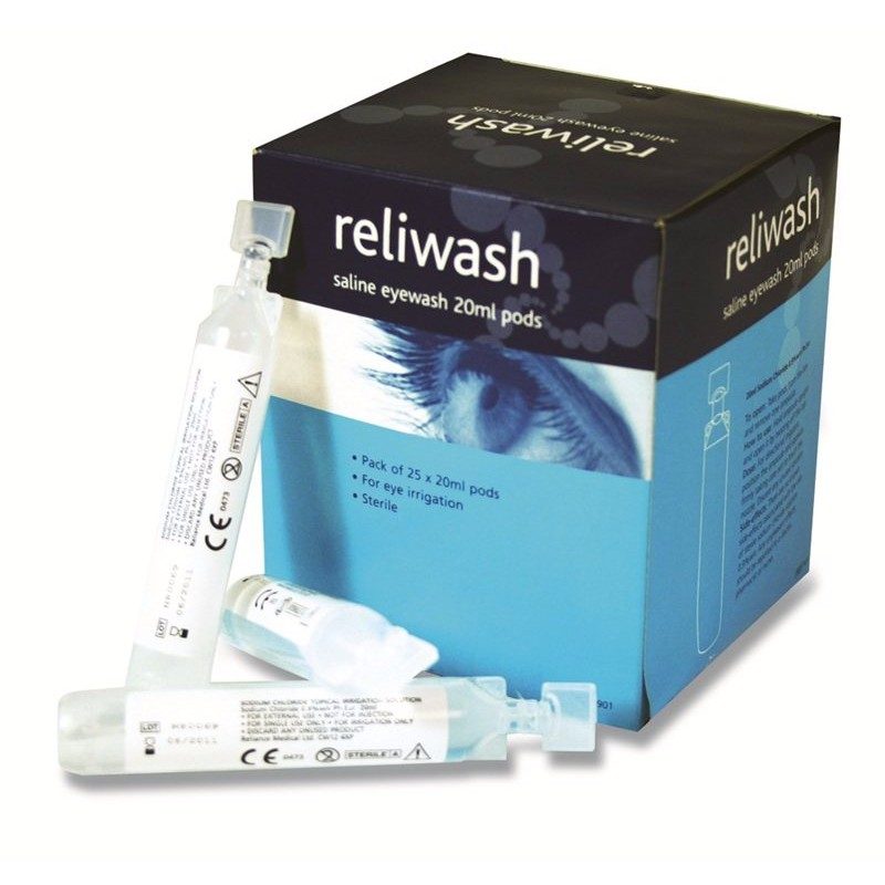 Reliwash Saline Eyewash – Sterile Eye Wash Solution Emergency Eye Irrigation