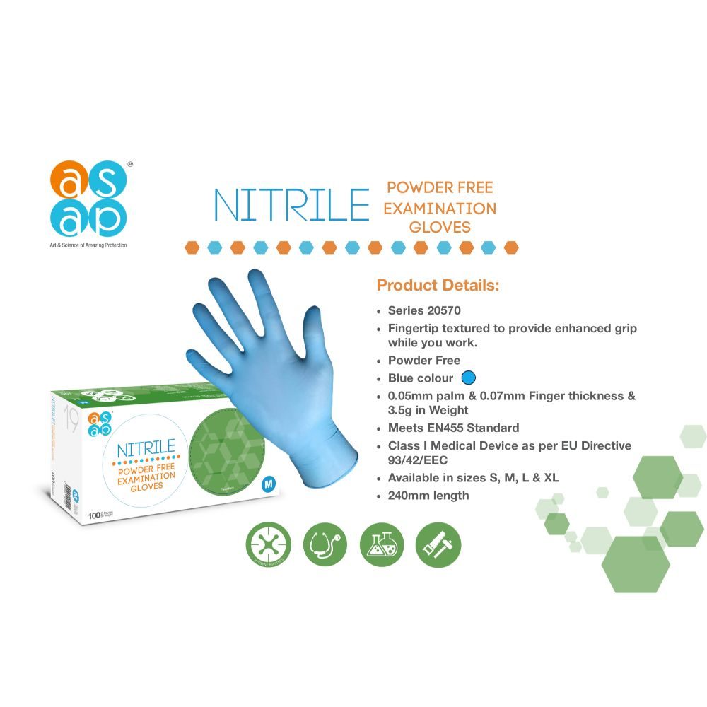 ASAP Blue Nitrile Gloves - box of 100