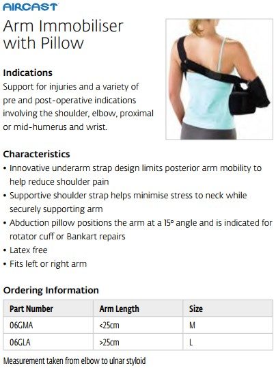 Aircast Arm Immobiliser - with or without pillow