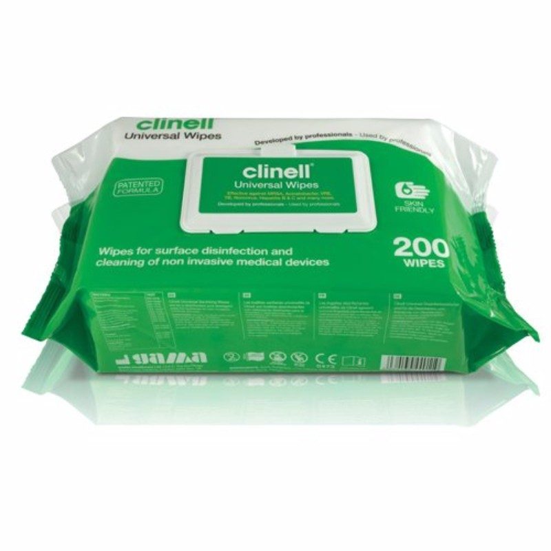 Clinell Universal Sanitising Wipes - pack of 200