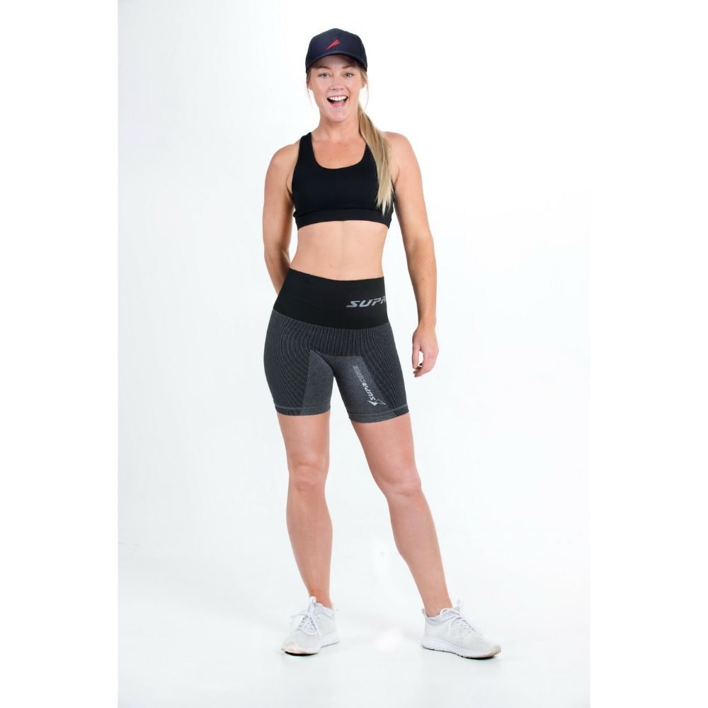 Womens Black High Waisted Compression Shorts, For abdominal separation