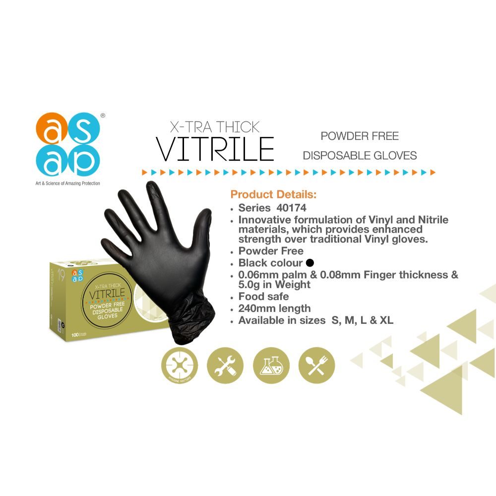 ASAP Black Vitrile Gloves - Box of 100
