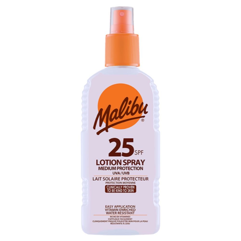 Malibu SPF25 Sunscreen / Suntan Lotion Spray – 200ml