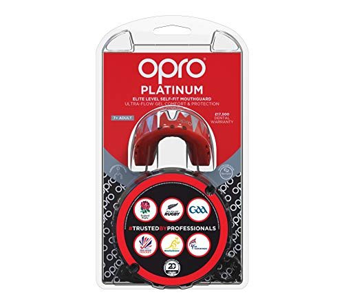 Opro Opro Unisex Platinum Sports Mouthguard, Red, Silver, Black